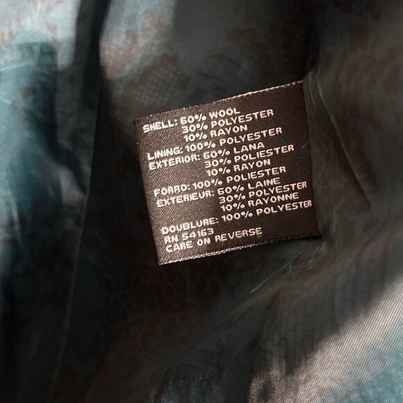 Guess Long Sleeve Lined Wool Blend Double Breasted Y2K Peacoat Jacket Teal Small - Picture 8 of 10